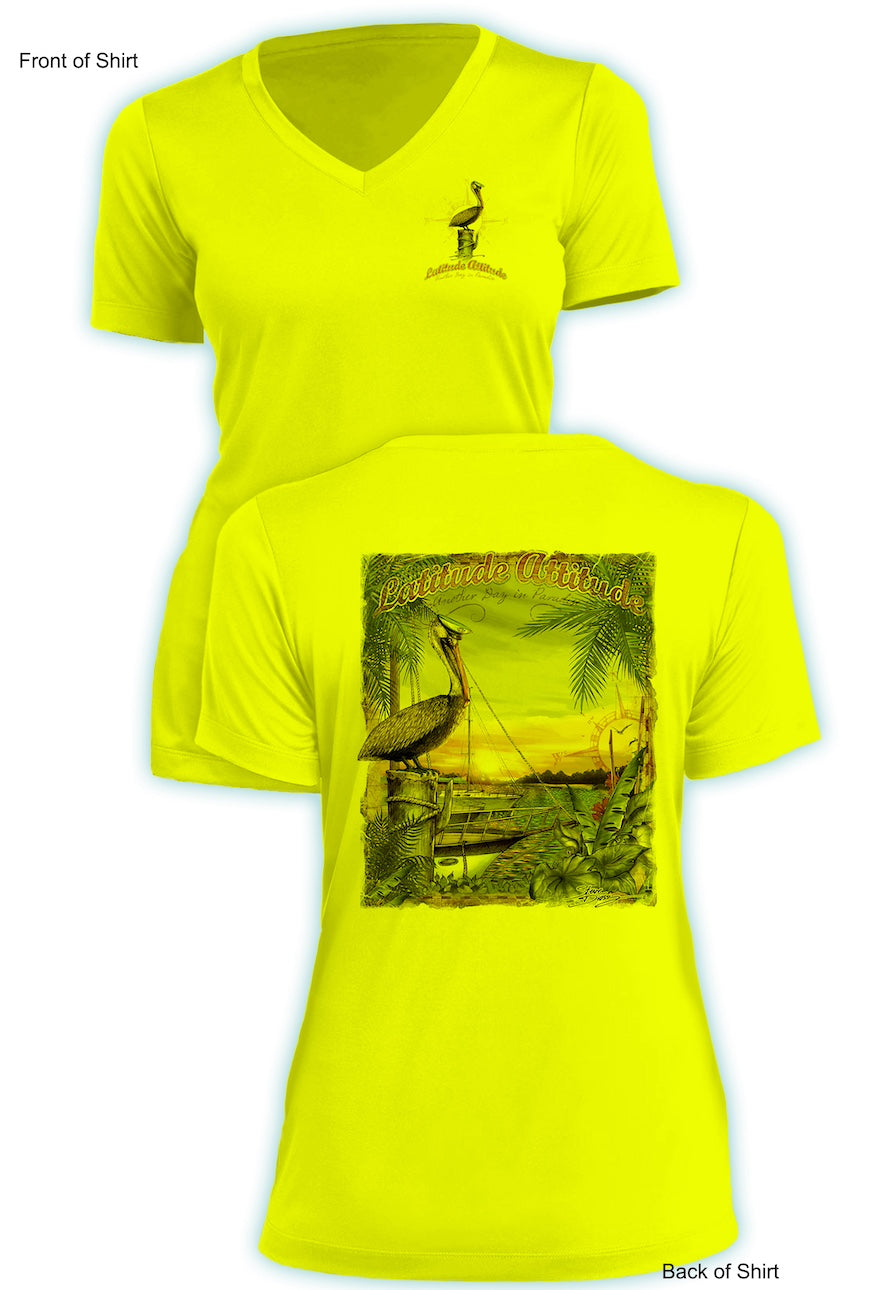 Latitude Attitude- Ladies Short Sleeve V-Neck-100% Polyester